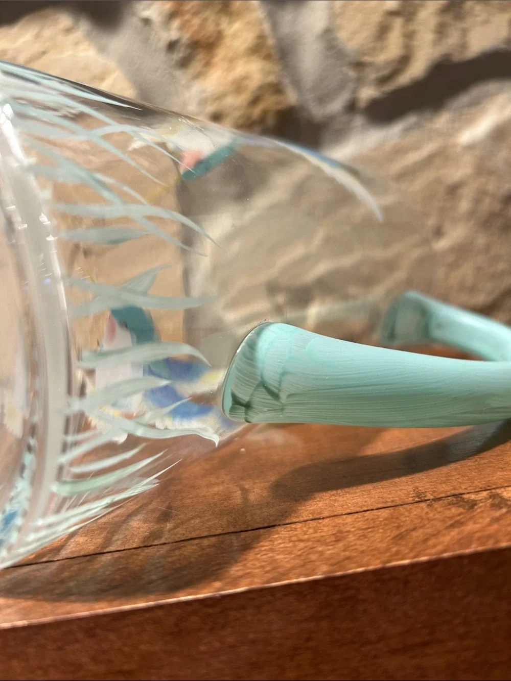 Hand-Painted Glass Pitcher with Colorful Hummingbirds